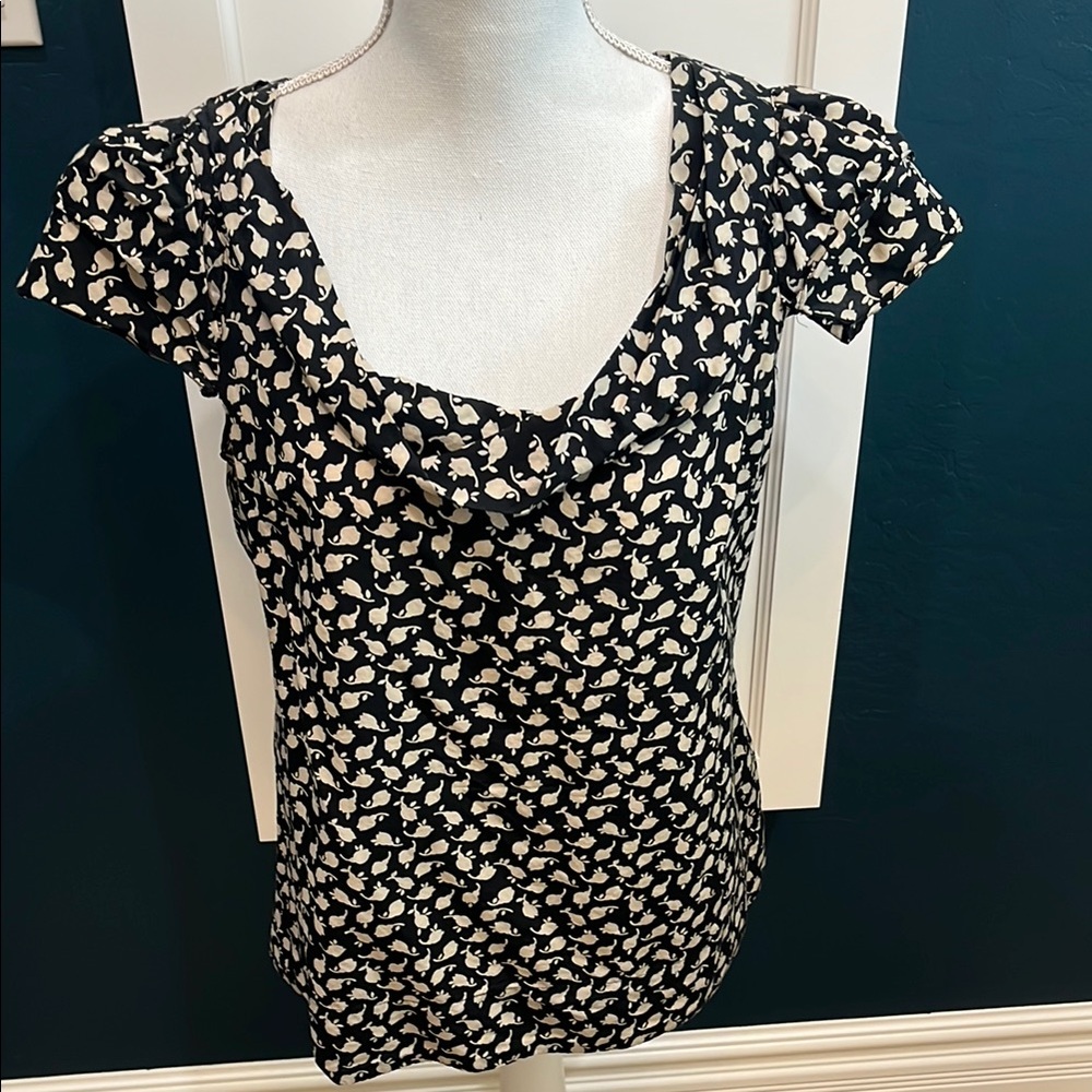 Sanctuary black & cream short sleeve top.